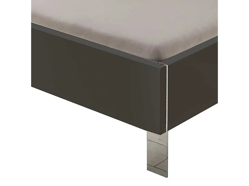 Bett in Dunkelgrau und Chromfarben Vierfußgestell aus Metall