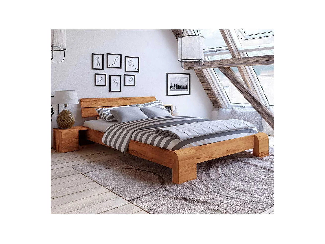 Futonbett aus Kernbuche Massivholz modern
