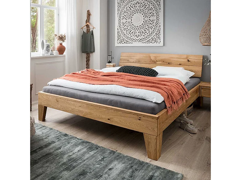 Naturholzbett Wildeiche Oberfläche geölt 45 cm Einstiegshöhe