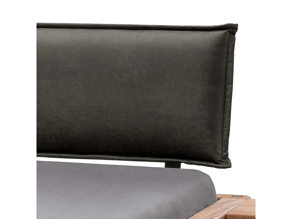 Industriestil Bett Bett aus Wildeiche Massivholz mit Bügelgestell