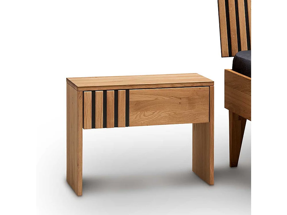 Doppelbett Wildeiche massiv geölt in modernem Design 93 cm Kopfteil