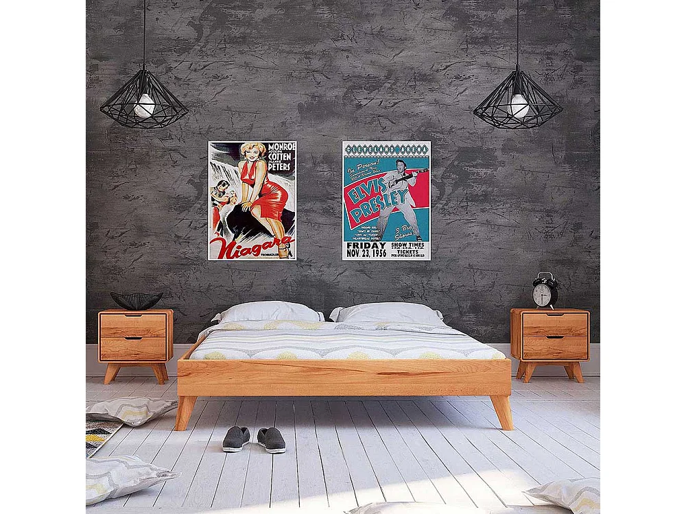 Doppelbett aus Kernbuche Massivholz Kopfteil (dreiteilig)