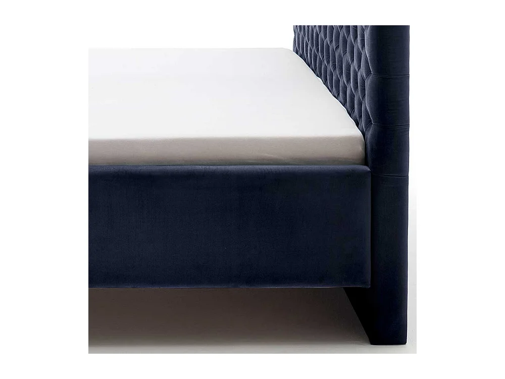 Polsterbett mit Lattenrosten und Bettkasten Dunkelblau