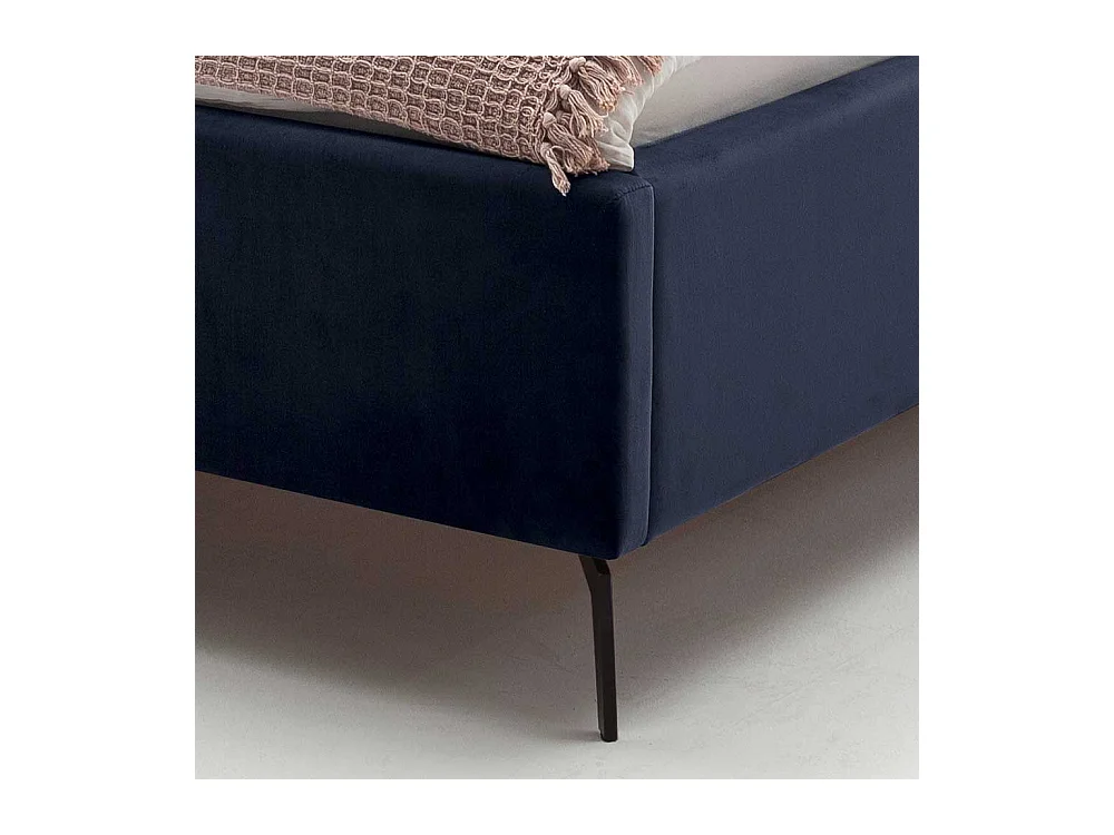 Polsterbett mit Lattenrosten und Bettkasten Dunkelblau