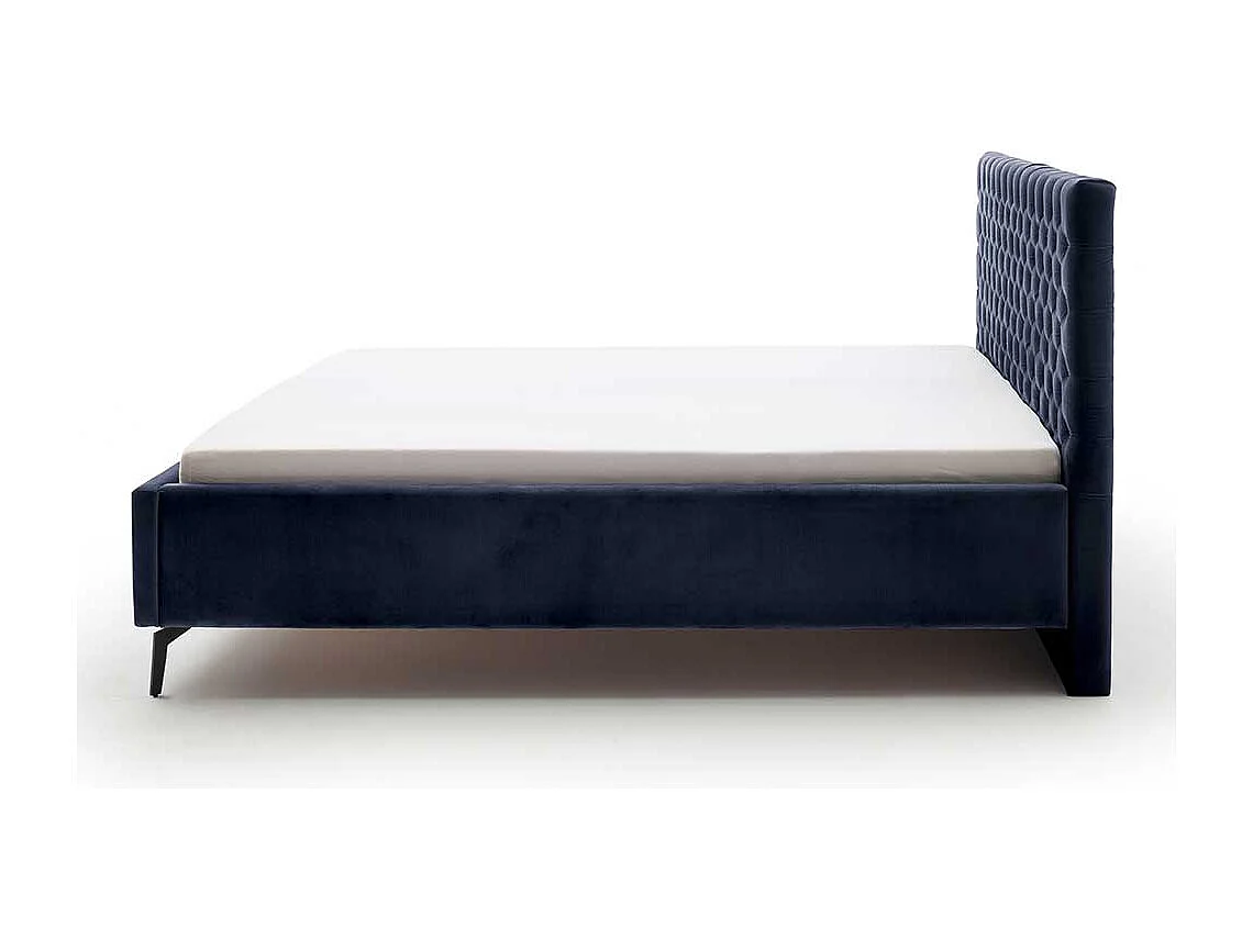 Polsterbett mit Lattenrosten und Bettkasten Dunkelblau