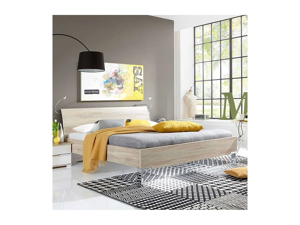 Bett in Eiche Sägerau modern