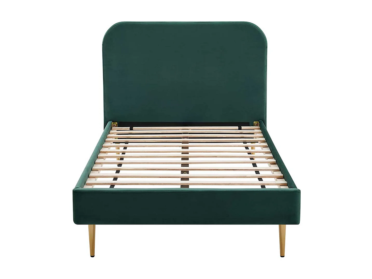 Niedriges Bettgestell mit Samt Bezug Dunkelgrün