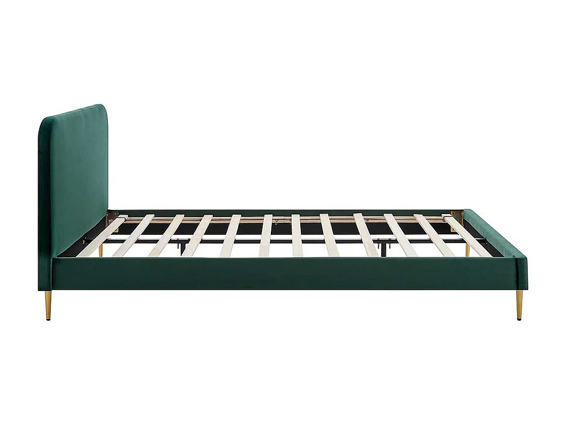 Niedriges Bettgestell mit Samt Bezug Dunkelgrün