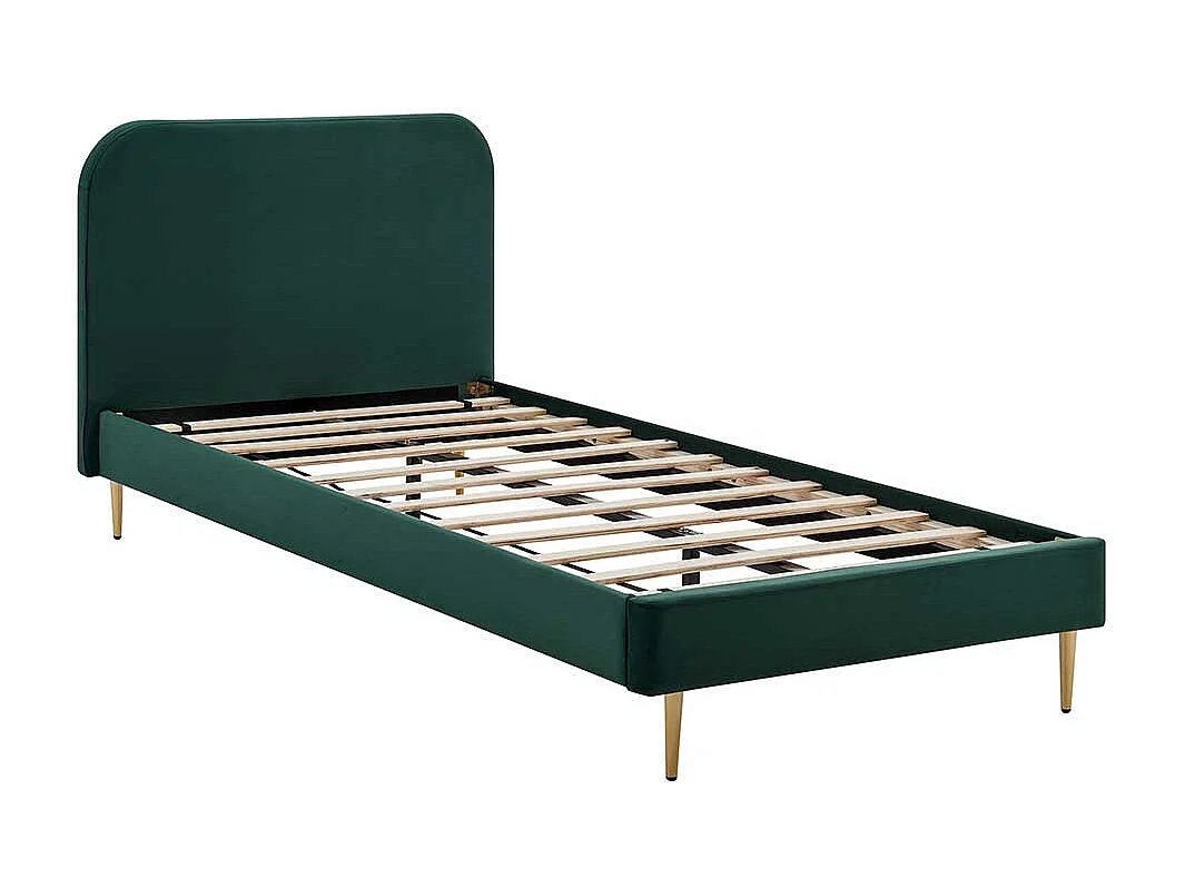 Niedriges Bettgestell mit Samt Bezug Dunkelgrün