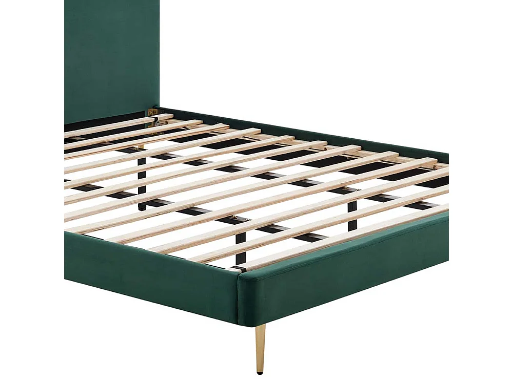 Niedriges Bettgestell mit Samt Bezug Dunkelgrün