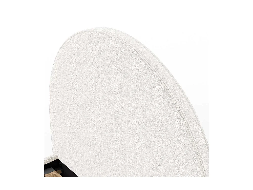 Weißes Polsterbett im Skandi Design Boucle Stoff