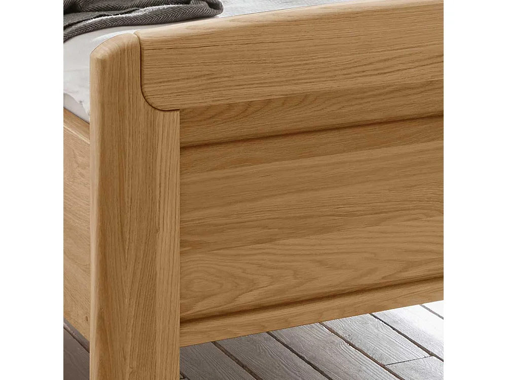 Einzelbett aus Eiche teilmassiv Beige Glas beschichtet (zweiteilig)