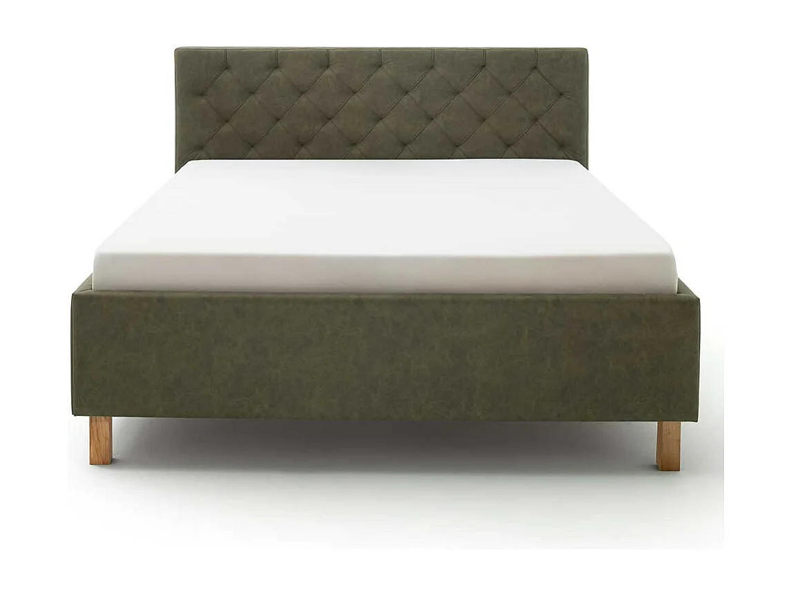 Polsterbettgestell in Oliv Grün Vierfußgestell aus Holz