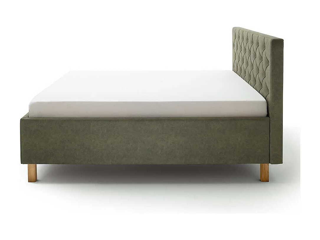 Polsterbettgestell in Oliv Grün Vierfußgestell aus Holz