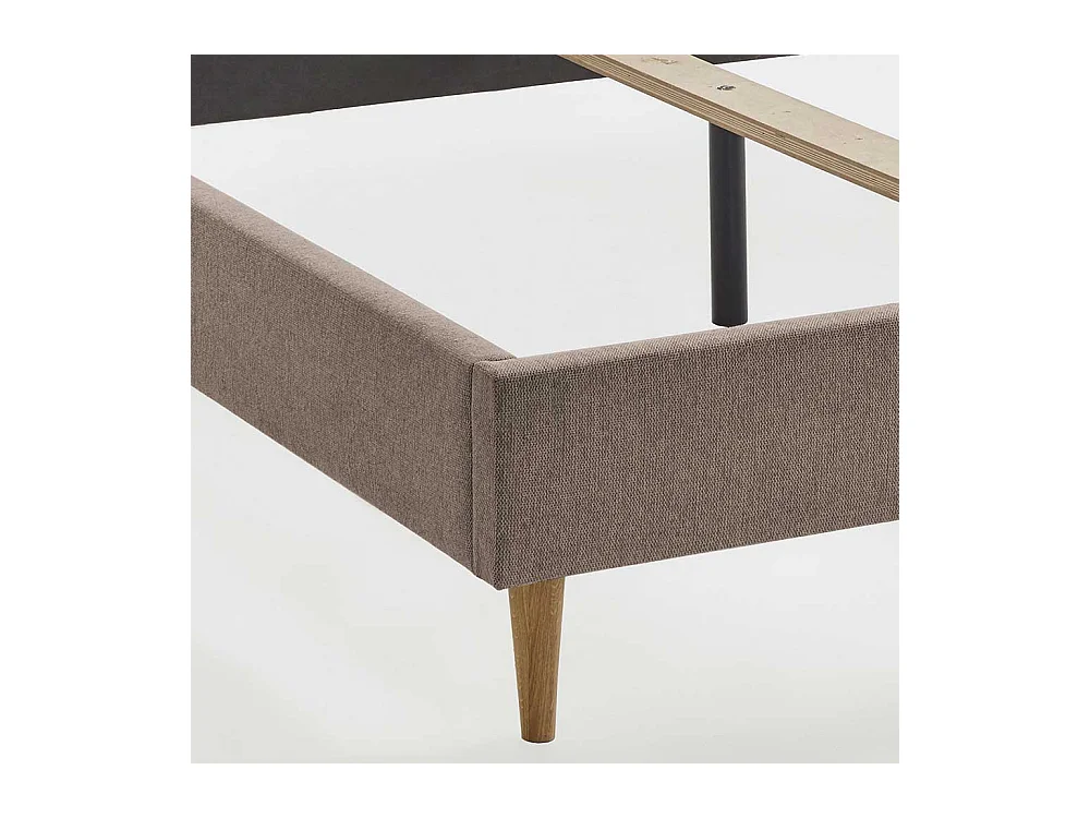 Doppelbett Polster Hellbraun in modernem Design 38 cm Einstiegshöhe