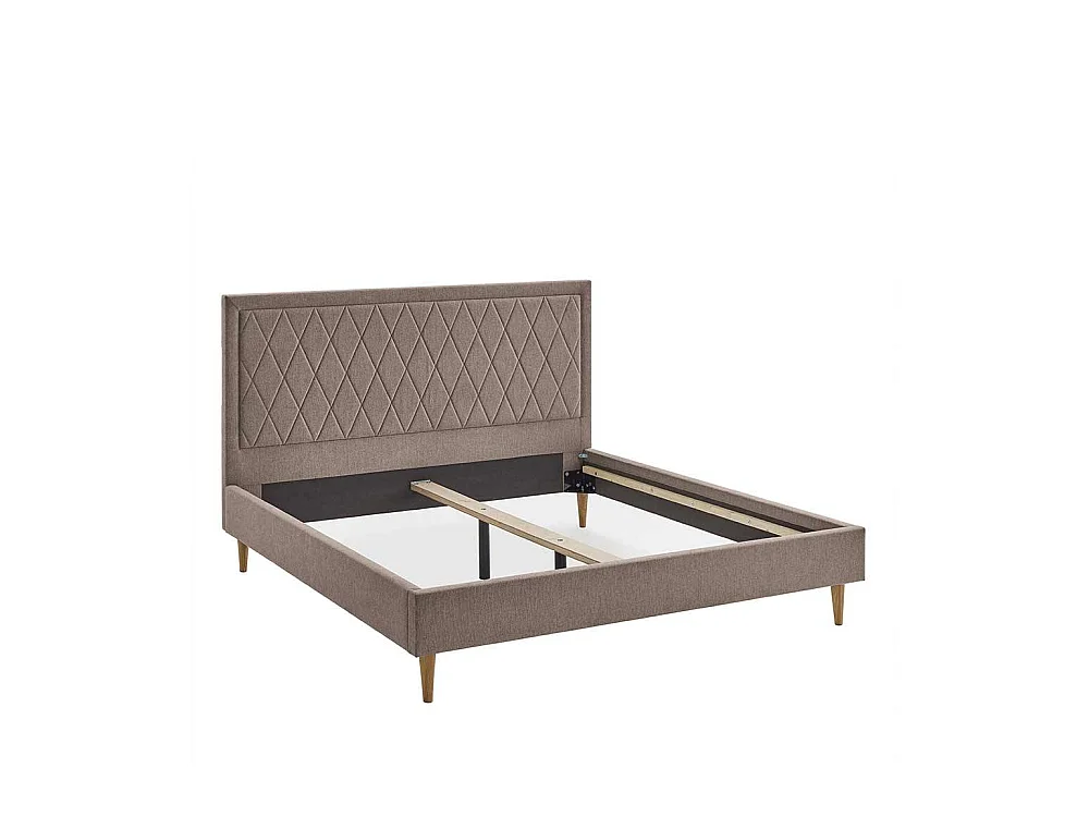 Doppelbett Polster Hellbraun in modernem Design 38 cm Einstiegshöhe