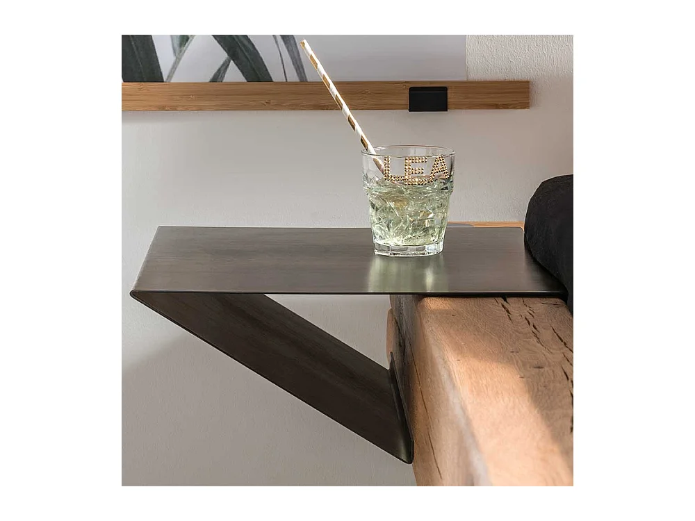 Doppelbett Massivholzbett in Wildeichefarben im Industry und Loft Stil