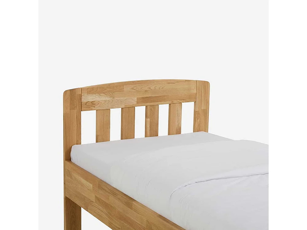 Einzelbett aus Wildeiche Massivholz honigfarben geölt