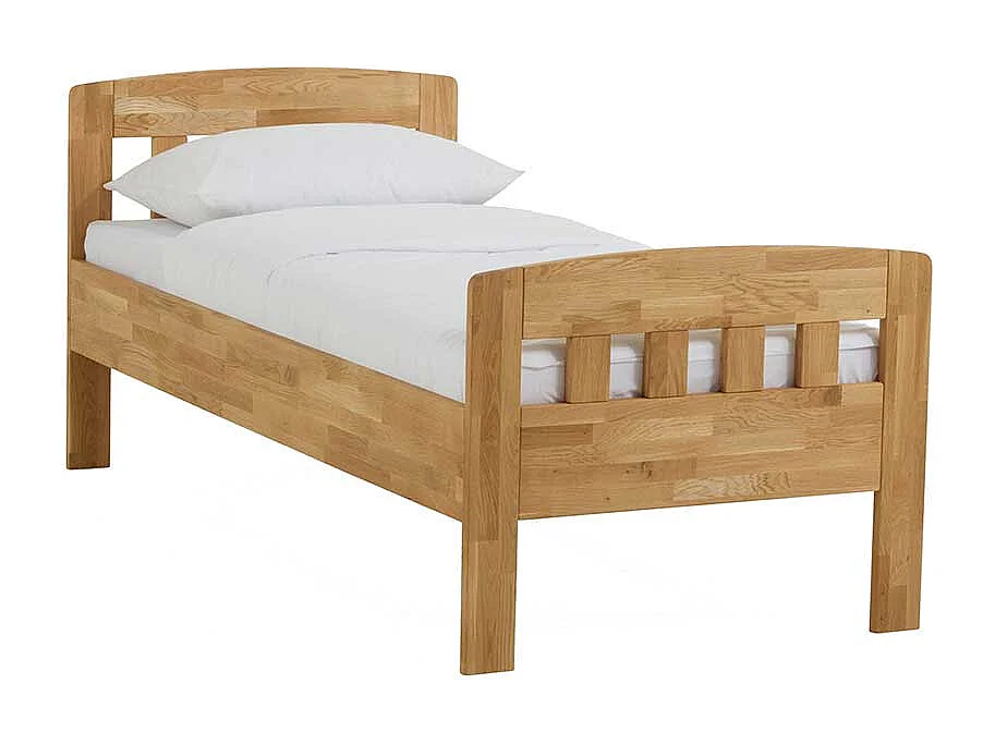 Einzelbett aus Wildeiche Massivholz honigfarben geölt