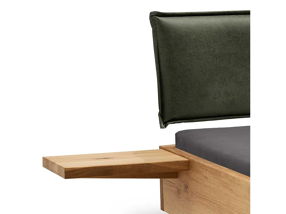 Hochwertiges Doppelbett aus Wildeiche Massivholz Metall (dreiteilig)