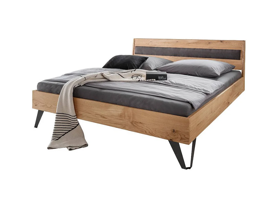 Massivholzbettgestell Ehebett aus Wildeiche Massivholz im Industry und Loft Stil