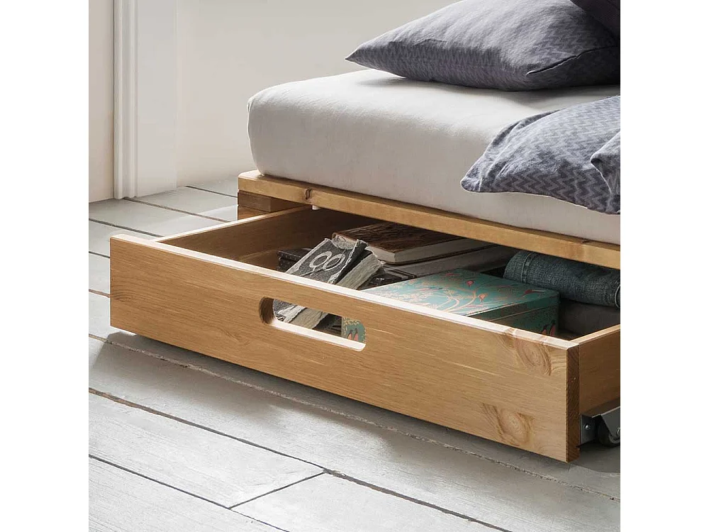 Kiefer Palettenbett mit 14 cm Einstiegshöhe Bettkasten