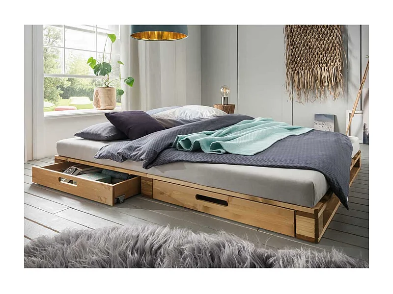 Kiefer Palettenbett mit 14 cm Einstiegshöhe Bettkasten