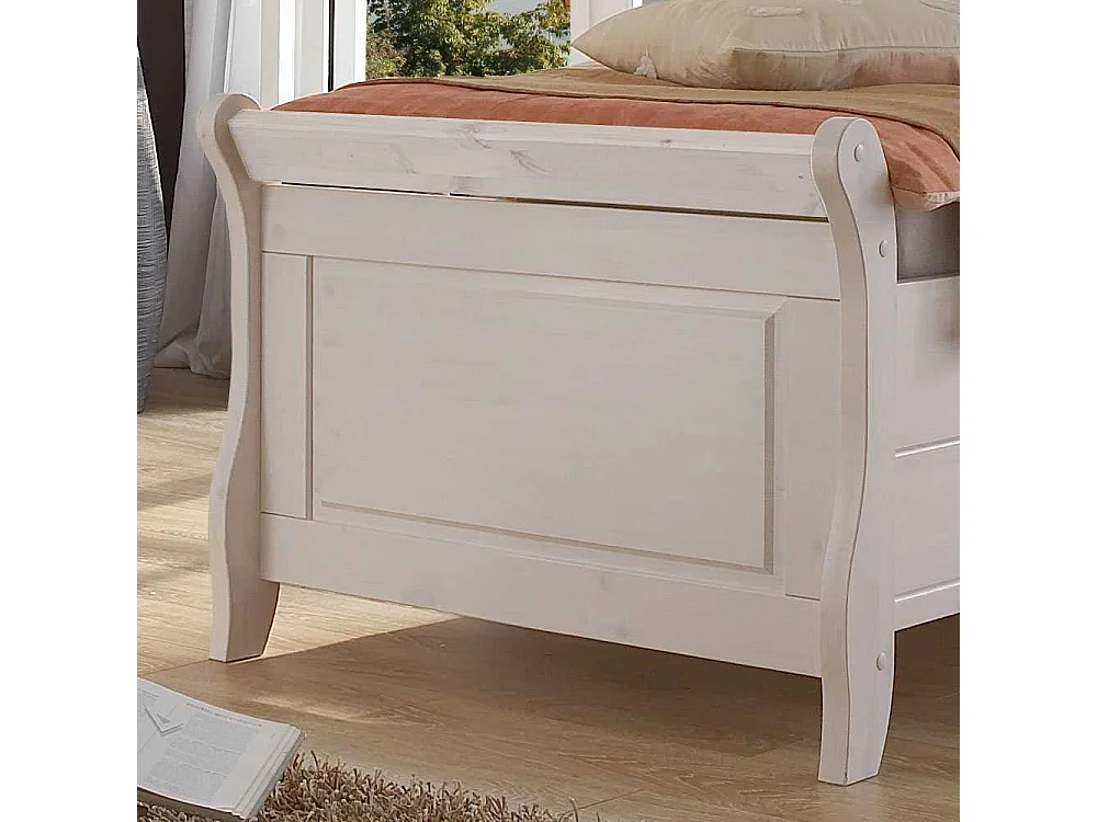 Landhaus Bett in Weiß Kiefer teilmassiv