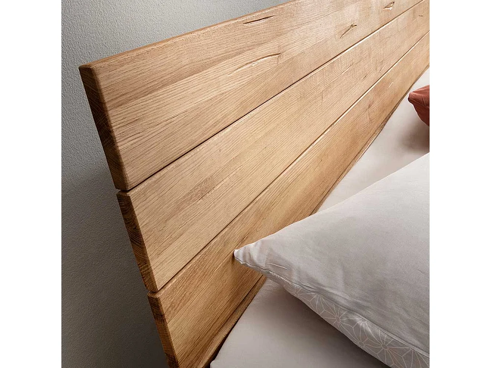 Wildeiche Massivholz Bett 43 cm Einstiegshöhe Holz Kufen