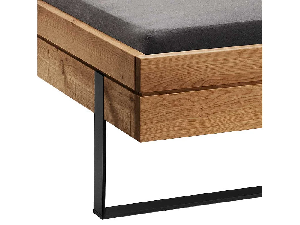 Bügelgestell Doppelbett Wildeiche im Industrie und Loft Stil optionale Beleuchtung