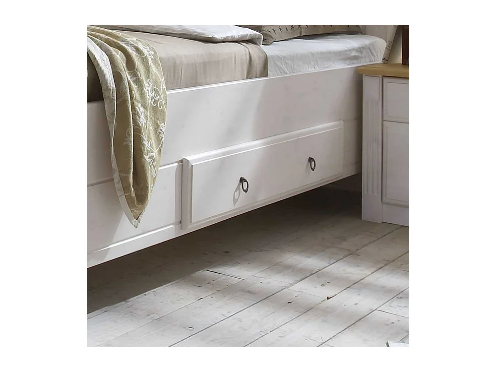 Doppelbett in Weiß Kiefer teilmassiv