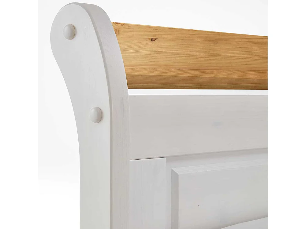 Doppelbett in Weiß Kiefer teilmassiv