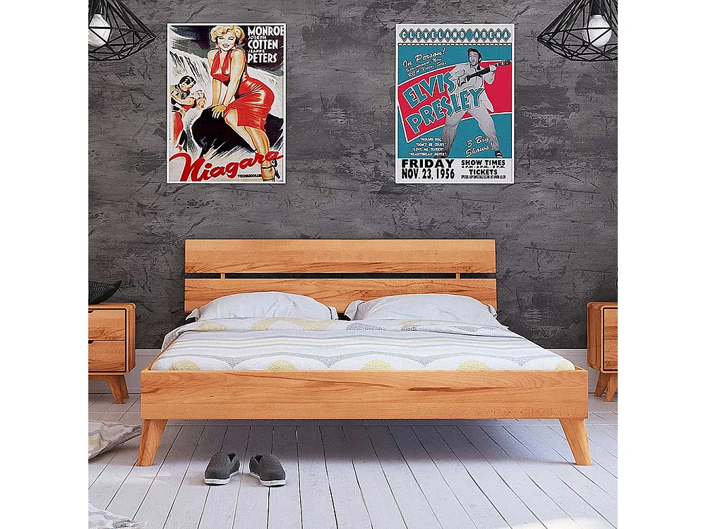 Holzbettgestell aus Kernbuche Massivholz modern