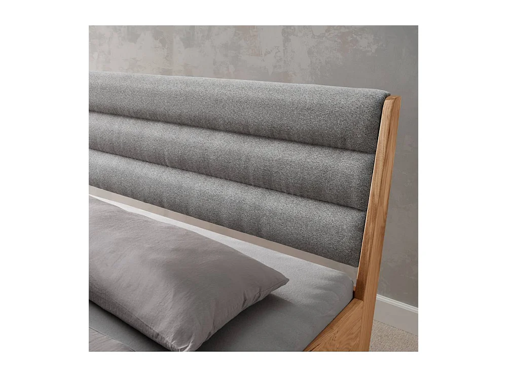 Massivholzbettgestell Ehebett in Grau und Wildeichefarben