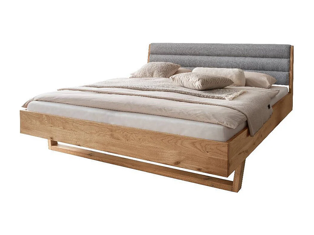 Massivholzbettgestell Ehebett in Grau und Wildeichefarben