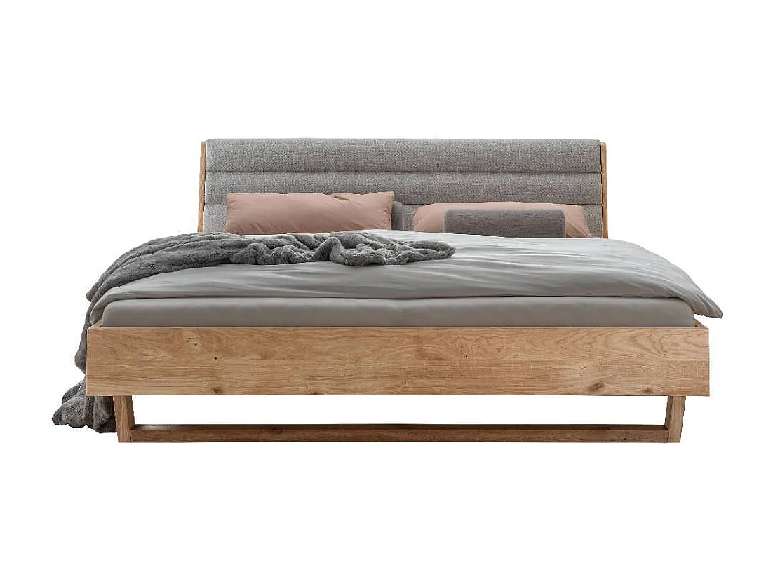 Massivholzbettgestell Ehebett in Grau und Wildeichefarben
