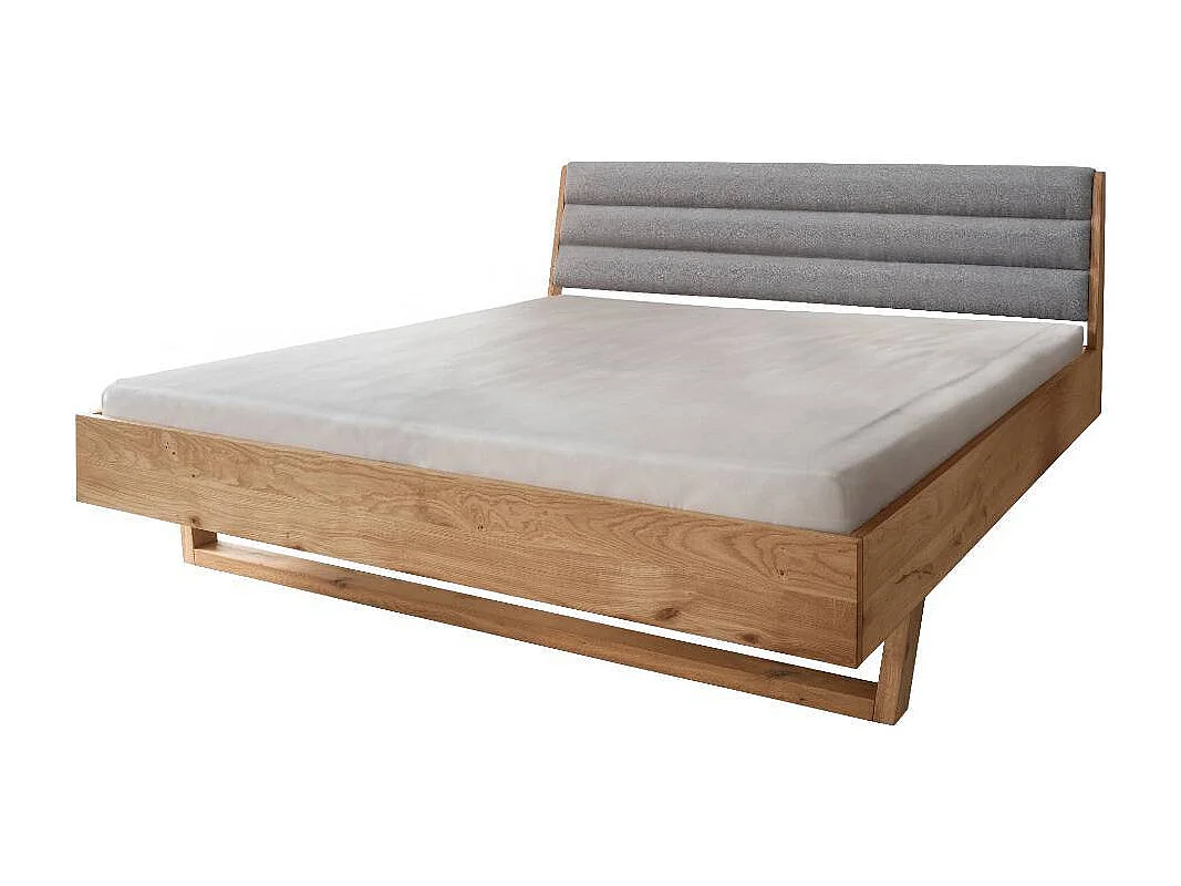 Massivholzbettgestell Ehebett in Grau und Wildeichefarben