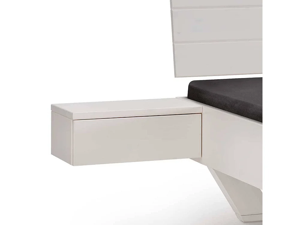 Doppel Bett Bett mit Polsterkopfteil in Weiß und Anthrazit