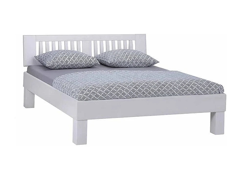 Massivholzbett in Weiß lackiert Buche