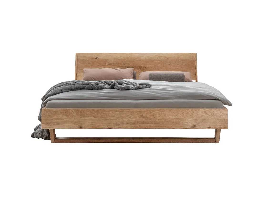 Doppelbett Holzbett in Wildeichefarben Kufengestell aus Holz