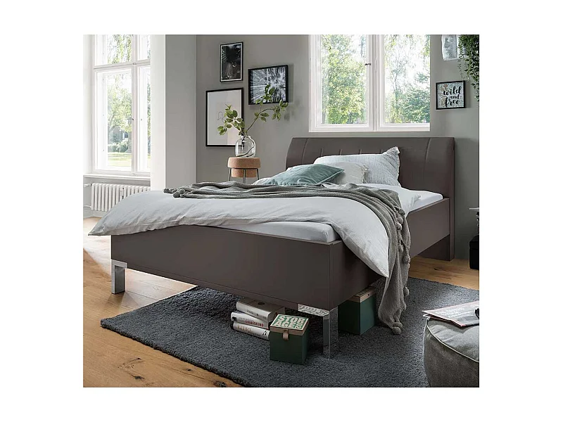 Doppelbett Bettgestell in Braun mit 48 cm Einstiegshöhe