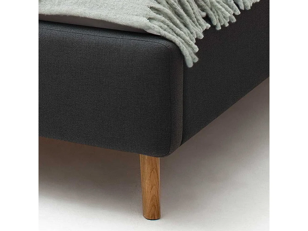 Polsterbettgestell in Anthrazit Webstoff 4-Fuß Gestell aus Massivholz