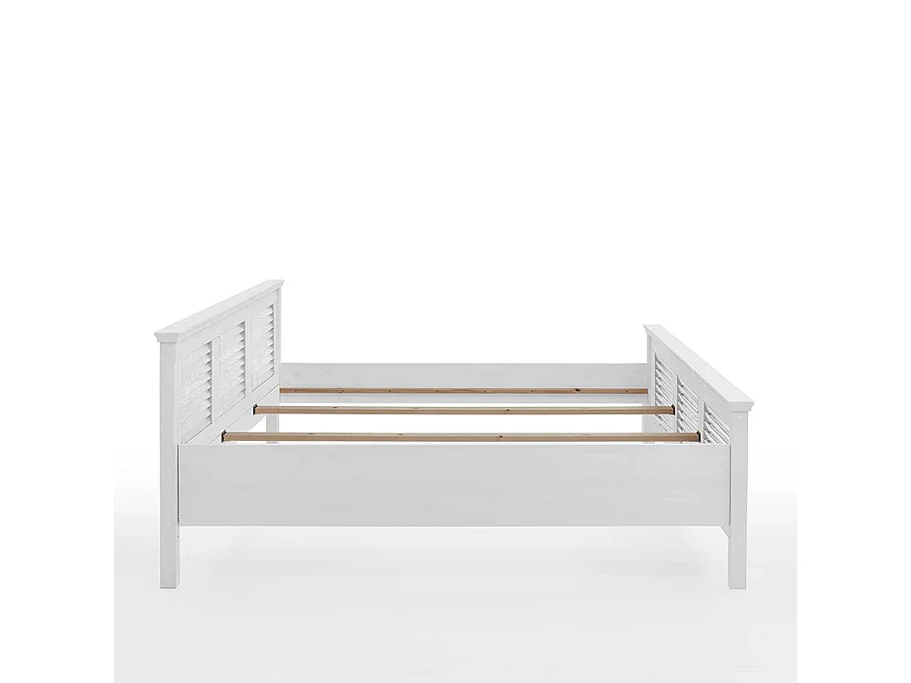 Weißes Landhausbett aus Kiefer Massivholz 94 cm Kopfteil