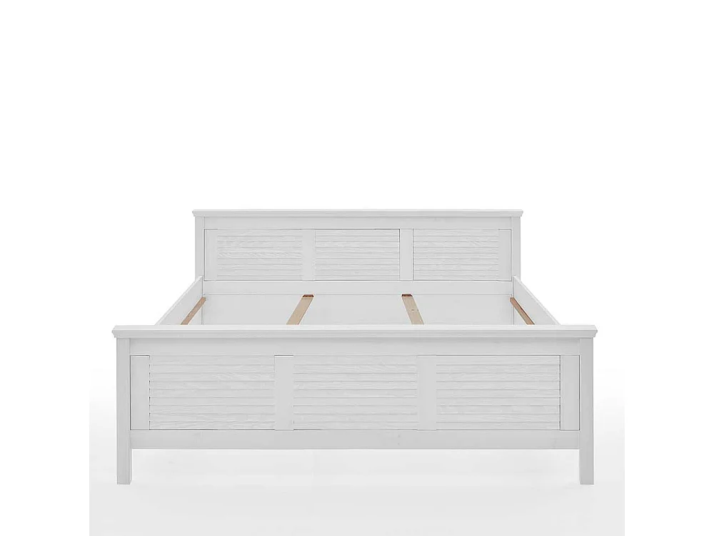 Weißes Landhausbett aus Kiefer Massivholz 94 cm Kopfteil