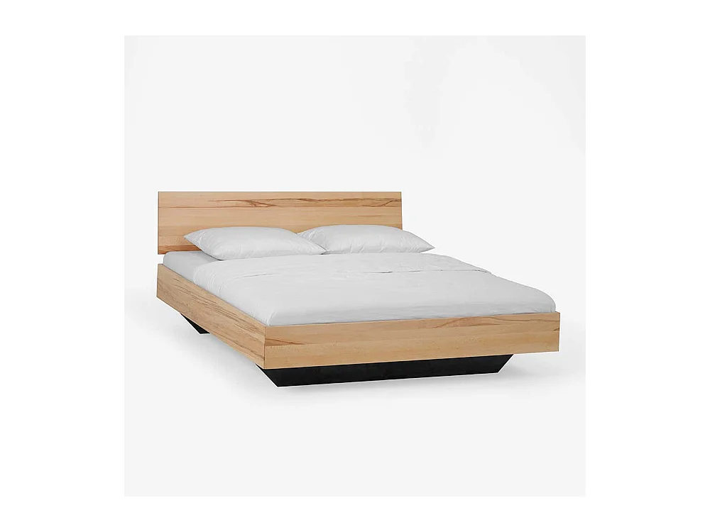 Doppelbett aus Kernbuche massiv modern (dreiteilig)