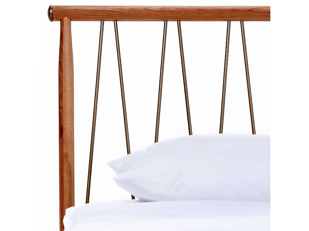 Massivholzbettgestell in Wildeiche Honigfarben Goldfarben