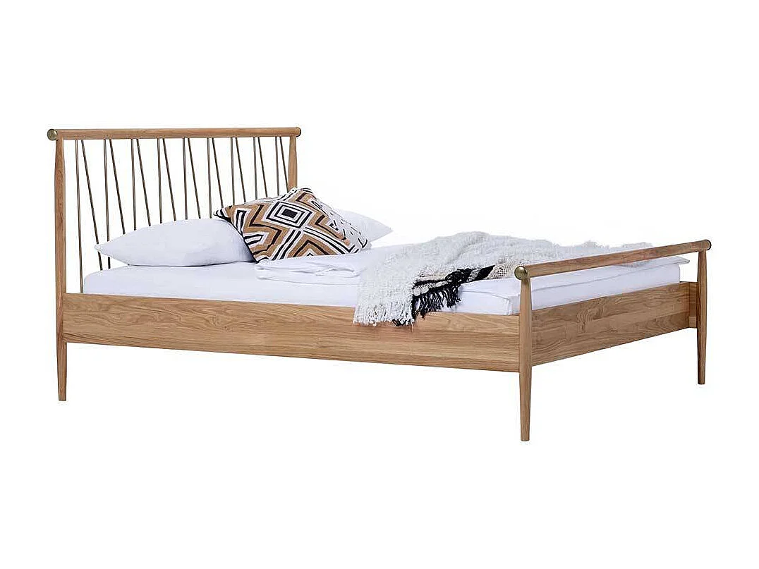 Massivholzbettgestell in Wildeiche Honigfarben Goldfarben