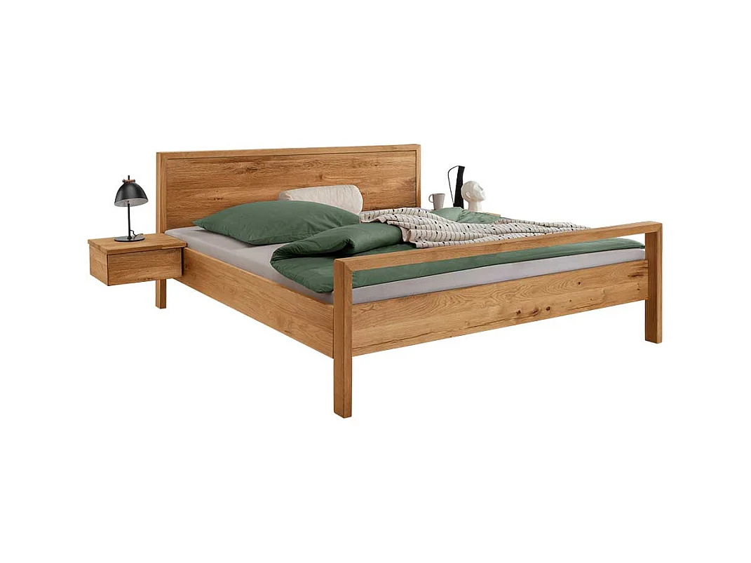 Wildeiche massiv Doppelbetten in modernem Design 41 cm Einstiegshöhe