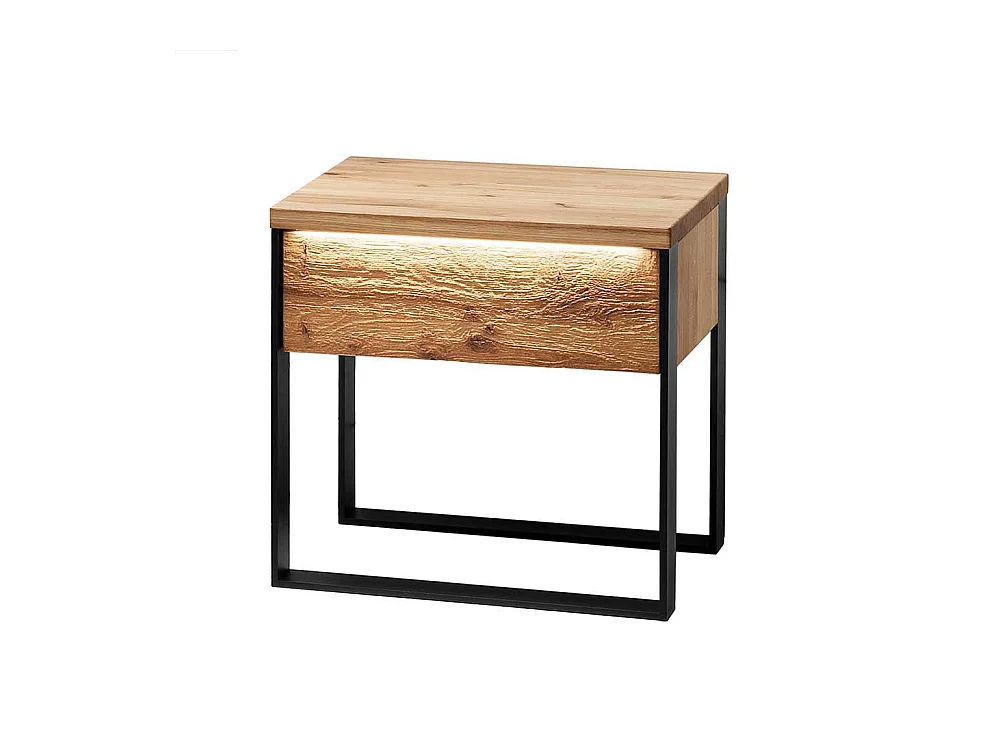 Bügelgestell Doppelbett Wildeiche im Industrie und Loft Stil optionale Beleuchtung