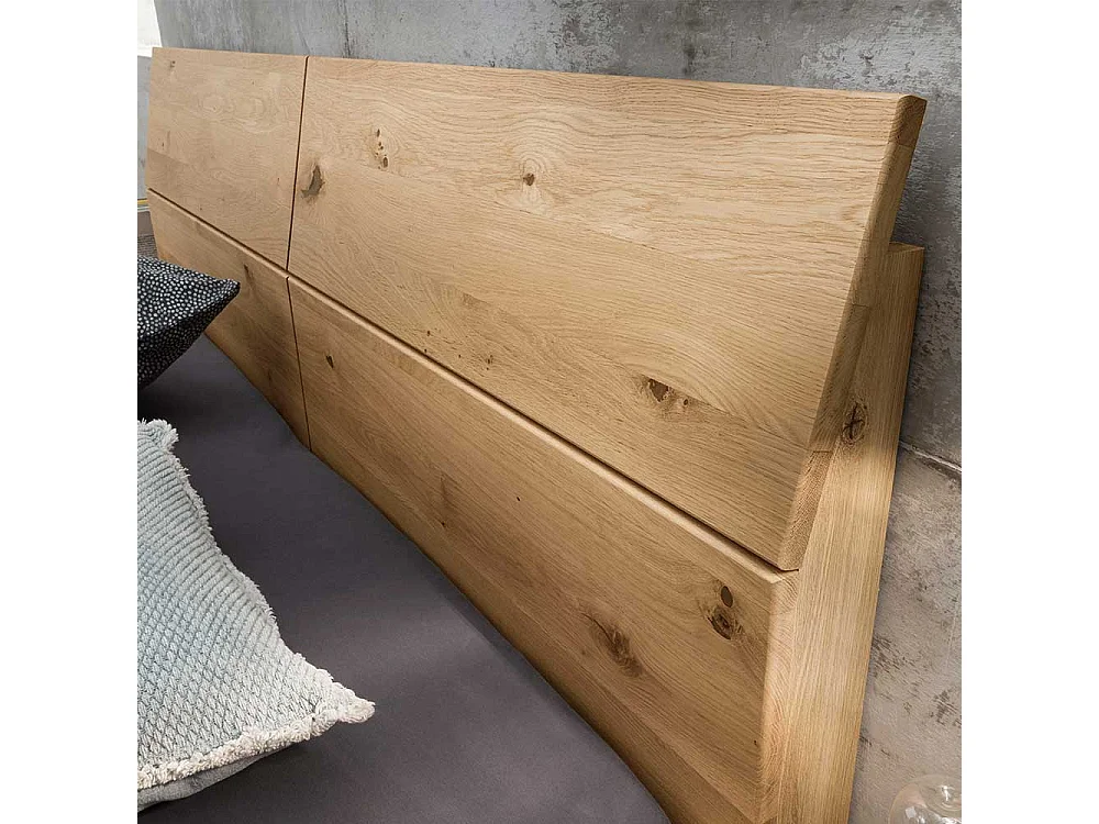 Industriestil Doppelbett in Wildeiche Bianco Wange und Bügelgestell